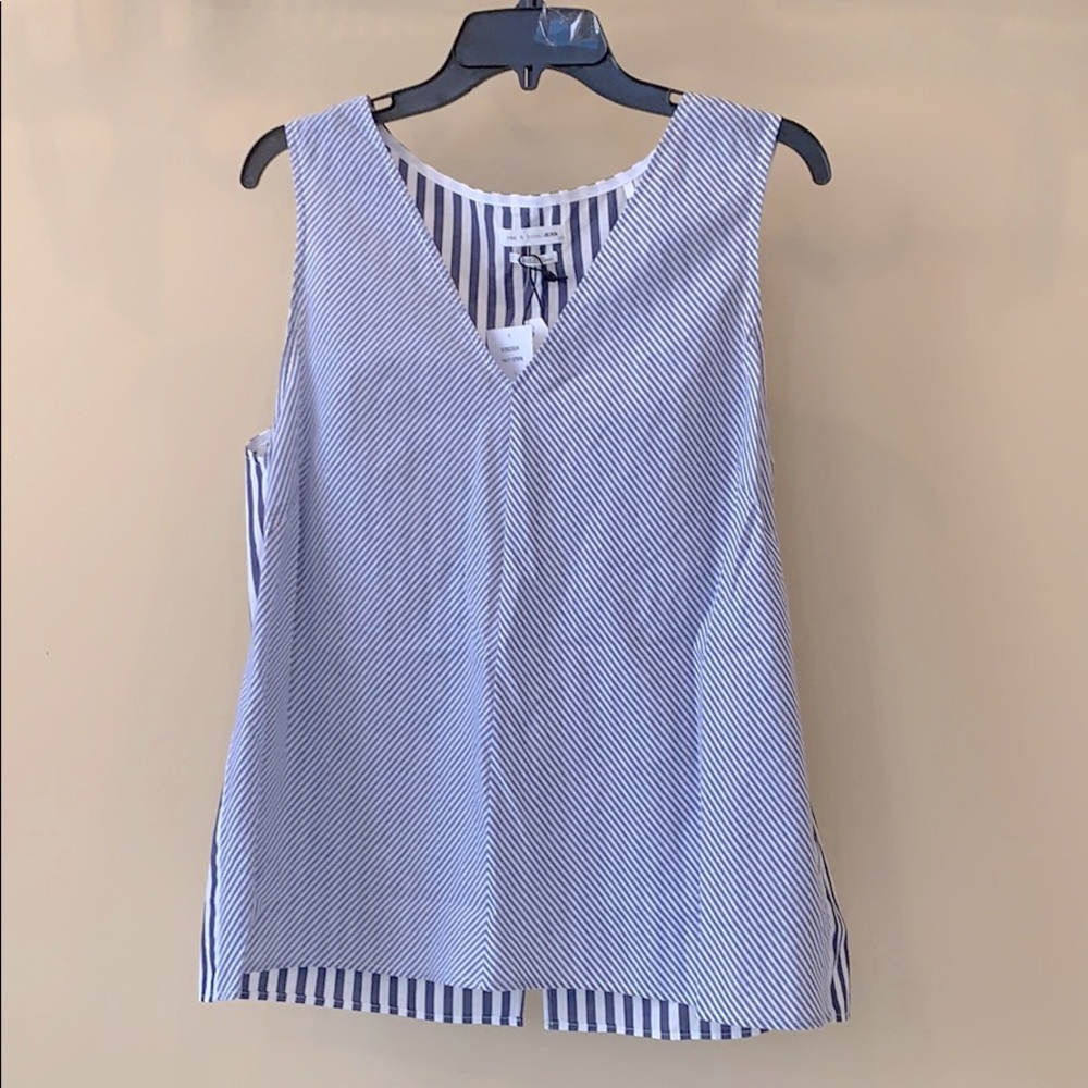NWT Rag & Bone Jean navy stripe large v-neck shirt